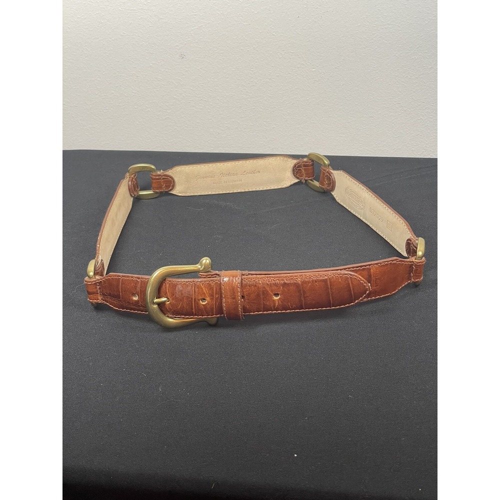 Fossil Reptile Embossed Brown Genuine‎ Italian Leather Belt Brass Buckle Sz S